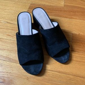H&M black suede mules